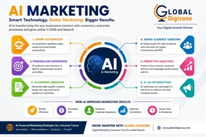 infographic showing the future of digital marketing in 2026 with AI