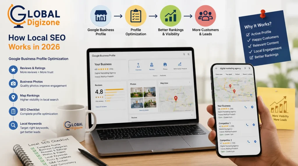 Digital marketing company optimizing Google Business Profile and local SEO strategy for better local rankings