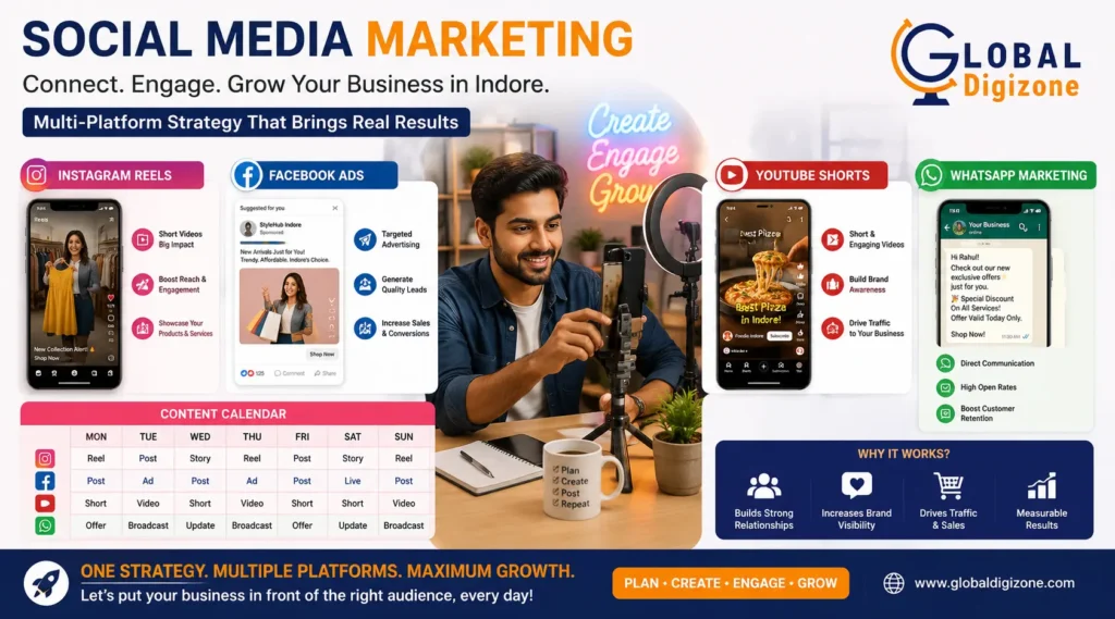 Social media marketing infographic for small businesses in Indore